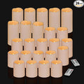 Flameless Candles 4" 5" 6" Set of 24 Ivory Outdoor Indoor Pillars 3" Diameter Battery Operated Flickering Candles Include 10-Key Remote Timer Function 400+ Hours Requires 2 AA Batteries (24 Pack)