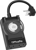 TiFFCOFiO Digital Outdoor Timer Outlet Waterproof, Dial Programmable Method, 2 Grounded Electrical Outlets for Pool Pump and Lights, 6 Sets of Programs, 15A/1875W (Mechanical, 1 Pack)