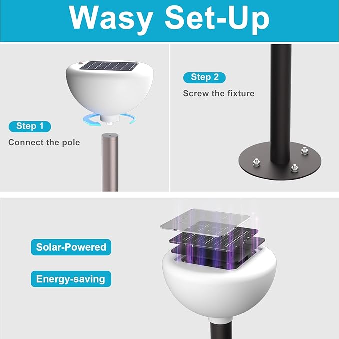 Lightdot Solar Powered Garden Lights Dusk to Dawn Solar Pathway Lights Outdoor, Auto On/Off, IP65 Waterproof Decor Landscape Lighting for Yard/Lawn/Walkway/Driveway