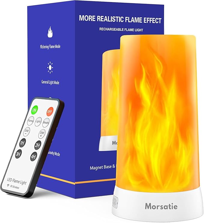 Upgraded LED Flame Light with Upside Down Effect, Remote Timer & 4 Modes, Rechargeable Battery Operated Waterproof Flameless Candles for Indoor Outdoor, 1 PCS