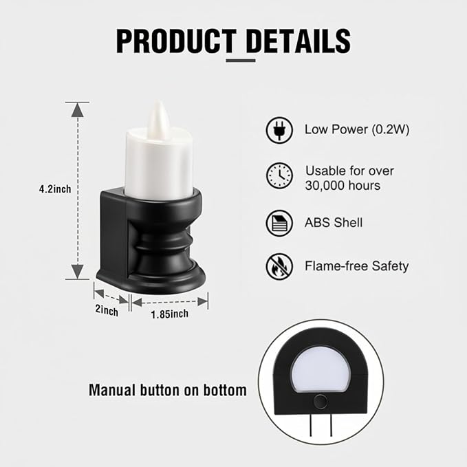 Meonum Flickering Flameless Candle Night Light Plug in, Dimmable LED Nightlight with Dusk to Dawn Sensor, Decorative Candle Light for Bedroom, Hallway, Bathroom(1 Pcs,Warm Yellow & Black Base)