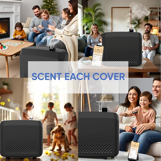 Updated Scent Diffuser Bluetooth for HVAC System, Scent Air Machine for 5,500 Sq.ft Home, Hotels & Commercial Use, Waterless HVAC Nebulizing Diffuser with Lasting-Long Fragrance -100ml Oil Included