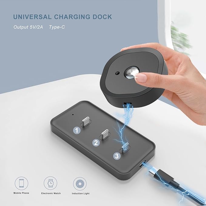 Black Motion Sensor Light Charging Station Multi-Device Charging Station Charging Three LED Lights at The Same Time Saves Time Space and More Convenient.
