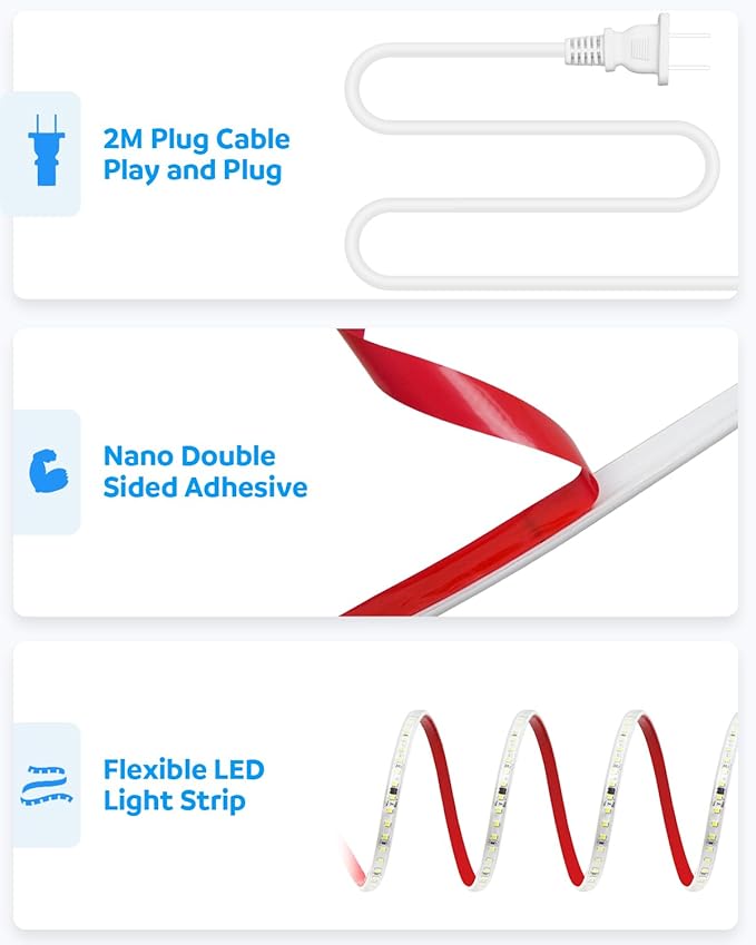 Aclorol AC110V Led Strip Light Outdoor Waterproof 150FT Warm White 3000K Connectable LED Rope Light Strip for Outside Garden Patio Indoor Outdoor Backyards Decoration AC 110V-130V 120LEDs/M 5400LEDS
