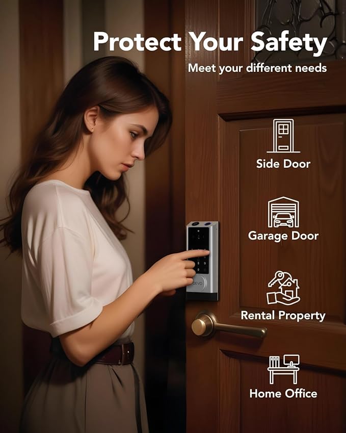 Devo G1 Video Smart Lock with Camera & Doorbell, 6-in-1 Fingerprint Keyless Entry Door Lock for Front Door, App Remote, Auto Locks, Wi-Fi Smart Deadbolt, Easy Install, Waterproof, Silver