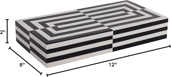 Handicrafts Home Large Decorative Storage Box 12x6– Coffee Table Organizer Box, Modern Home Décor Accent, Keepsake Memory Box, Jewelry Storage Box, Boho Decorative Box with Lid for Shelf, Mantle Decor