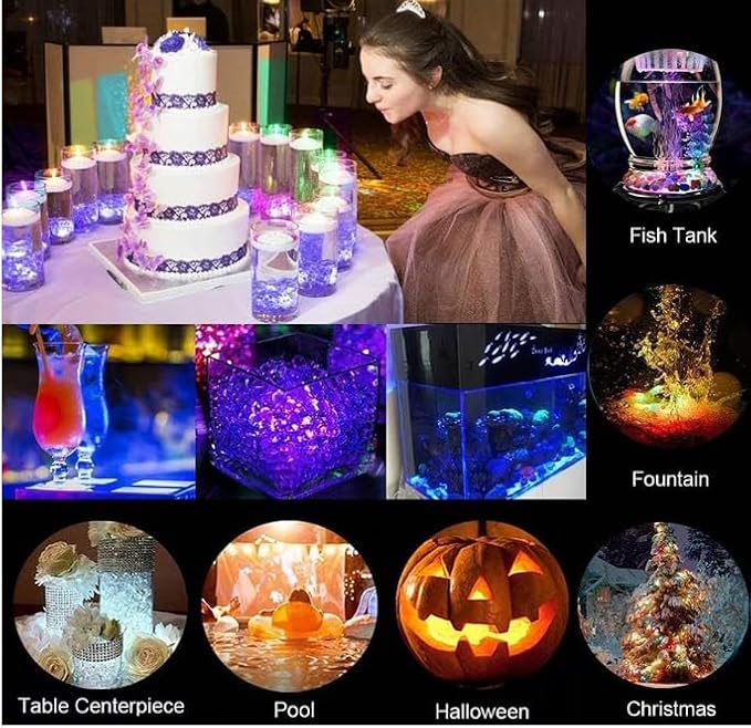 KEMANI Mini Submersible Led Lights, 5pcs Small Underwater Tea Lights Candles Waterproof with Remote Battery Operated, RGB Multicolor Changing for Wedding Home Party Festival Decoration