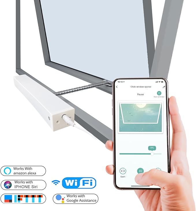Olide Smart Contrl Window Opener, Phone App Control Electric Open Window (SD300, White)