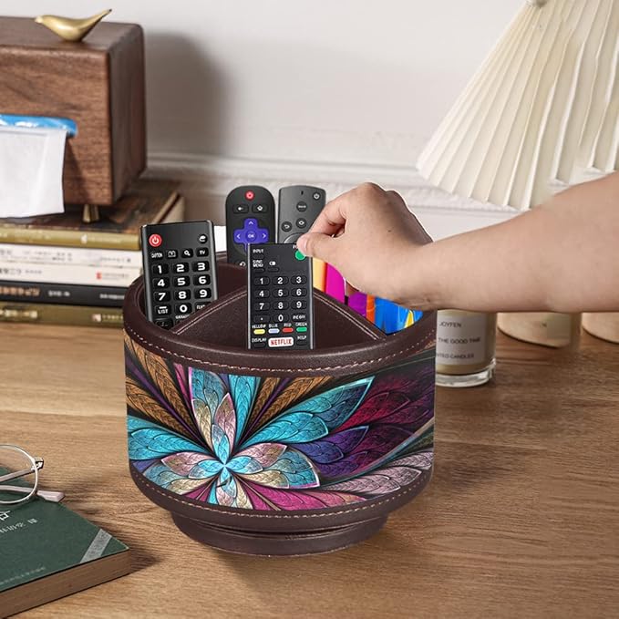 TV Remote Control Holder for Table, 360 Swivel Pen Holder for Desk Organizers and Accessories, Nightstand Organizer Caddy for Media Controllers/Office Supplies, Bedside Decorations for Living Room