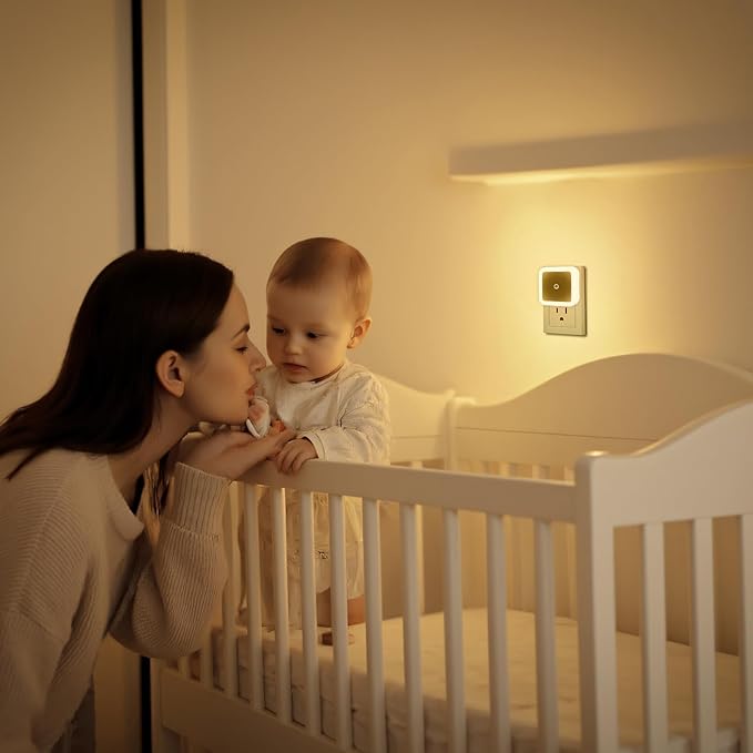 KINUR 6 Pack Night Light,Warm White LED Night Lights Plug into Wall with Dusk to Dawn sensors, Plug in Night Lights for Kids Room, Bedroom, Bathroom, Baby Nursery,Stair Lights, Hallway Light