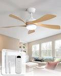Sofucor 45 Inch Ceiling Fan with Lights and Remote, Indoor/Outdoor Ceiling Fan with Light 6-Speed 3 CCT 3-Timer, Low Profile Modern Ceiling Fan 5 Blade Quiet DC Motor for Bedroom Living Room Patio