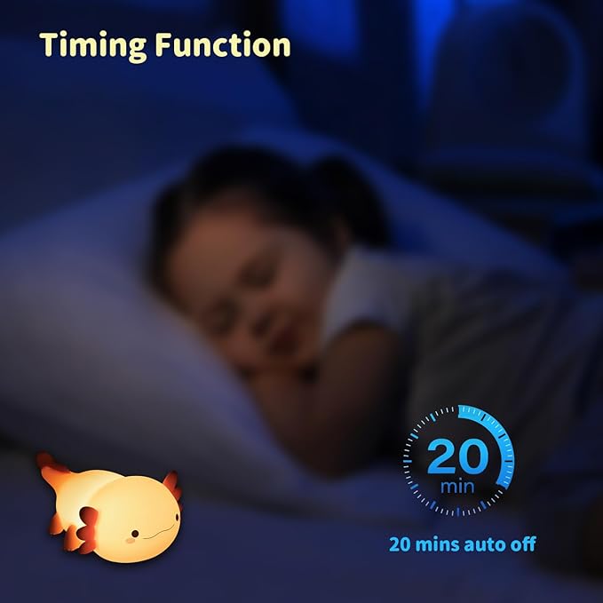 Axolotl Night Light for Kids, Animal Silicone Night Lamp, Rechargeable Table Lamp Bedside Lamp,Cute Room Decor Light for Bedroom,Living Room,Dining,Desk Decor,Ideal Gift(Axolotl)