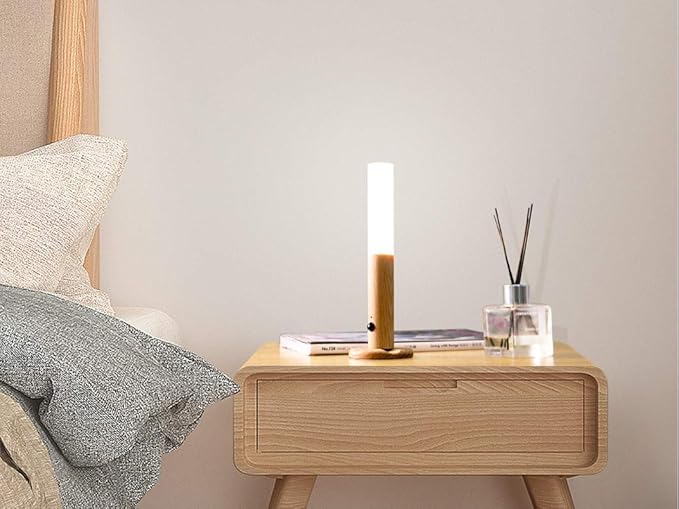 Motion Sensor Night Light, Motion Activated Night Light,Wall Lights Battery Operated,Rechargeable Wall Lights,Suitable for Kids Bathroom，Corridors, Closet ，Stairs (White Ash Wood 1PC)