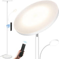 White Floor Lamp,Upgraded 42W/4200LM Bright Floor Lamp,Torchiere Floor Lamps with Reading Light,Modern Dimmable Standing Lamp with Remote,Floor Lamps for Living Room,Bedroom,Office