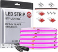 BTF-LIGHTING FCOB COB LED Strip Purple Color 480LED/m 16.4FT DC24V Flexible High Density Uniform Light 8mm Width Bright Dimmable LED Ribbon for Indoor Lighting Project(No Adapter or Controller)