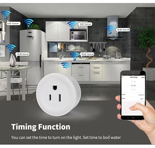 Smart Plug, WiFi Outlet Compatible with Alexa & Google Assistant, Smart Outlet 16A/2200W Max, Smart Home Automation, APP Remote Control, Timer&Schedule, 2.4G Wi-Fi Only, 2 Pack