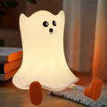 Ghost Night Light Silicone Cute Halloween Ghost Decor Night Light for Breastfeeding Squishy Ghost Nightlight Cordless Rechargeable Dimmable Touch Fun Bedside Light Lamp for Halloween Gifts