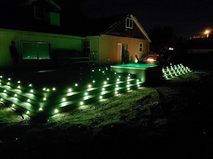 Sumaote LED Deck Lights Kit RGBW 20pcs Φ1.22 Low Voltage Recessed Deck Lamp In-ground Lights Waterproof Outdoor Yard Path Stairs Steps Landscape Decor, Multicolor & Warm White Lighting, Black Shell