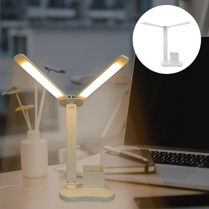 LIFKOME Eye-Protecting LED Desk Lamp with USB Charging Capacitive Control Dimming Flexible Arm for Reading Gaming Makeup and Office Use Compact and Portable Design