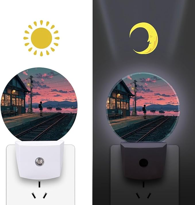 Plug in Night Light with LED & Smart Light Sensor, Track Auto-On/Off Night Lights Plug Into Wall for Bedroom, Bathroom, Hallway, Stairway