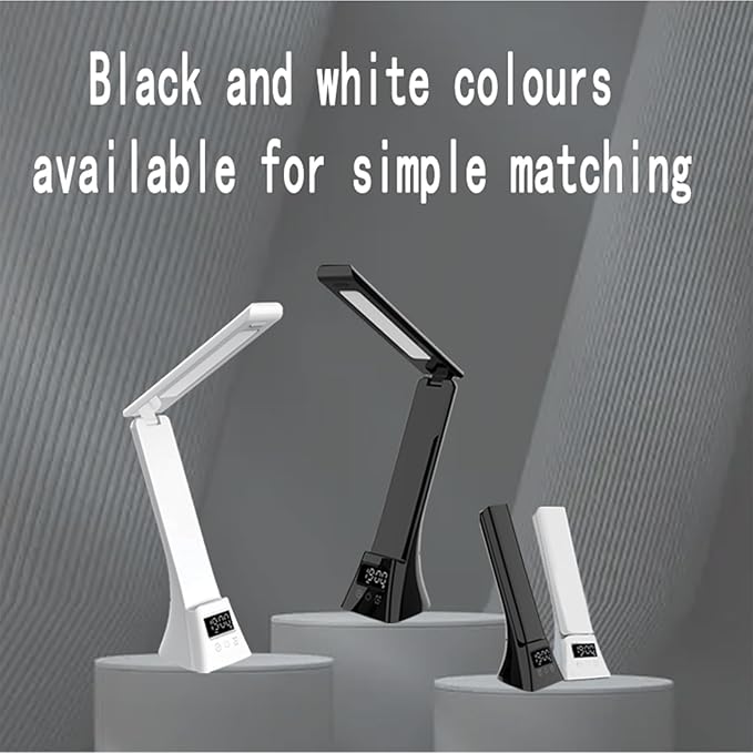 All-in-One Wireless Charging Desk Lamp with Digital Clock & Alarm, 15W Fast Phone Charger, 3 Color Lighting Modes, 180° Foldable, Touch Control for Bedroom, Office,TYV-2088 White.