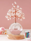Rose Quartz Crystal Tree of Life for Positive Energy, Chakra Healing Tree with Remote Control Multicolor Night Light for Room, Office, Desk Decor, Pink Gift for Women, Girls (Heart Hands)