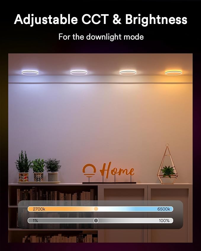 Lumary RGBAI Smart Recessed Lighting 4 Inch with Gradient Accent and Night Ring, 9W 780LM WiFi Canless Wafer Downlight with Junction Box, LED Downlight Work with Alexa/Google Assistant/Siri, 4PCS
