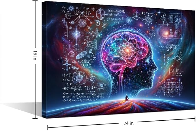 TUMOVO Canvas Wall Art AI Print Artwork Canvas Bedroom Wall Decor Modern Technology Art Work Robot Brain Wall Art for Living Room Office Artificial Intelligence Pictures for House 16" Wx24 Hx1 Panel