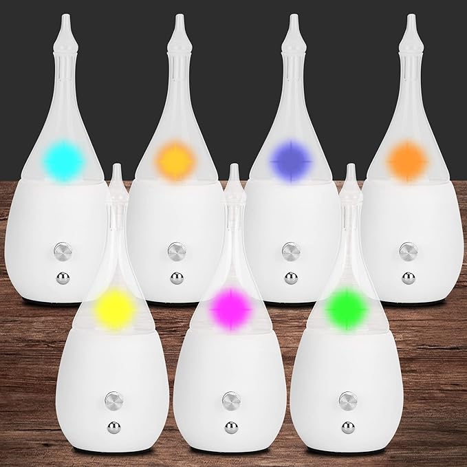 Lychee Essential Oil Diffuser Humidifiers, Quiet Diffuser, Small Aromatherapy Diffuser,7 Colors Light Adjustable with Wood Grain Base for Home Bedroom Office Yoga Nice Gift (White)