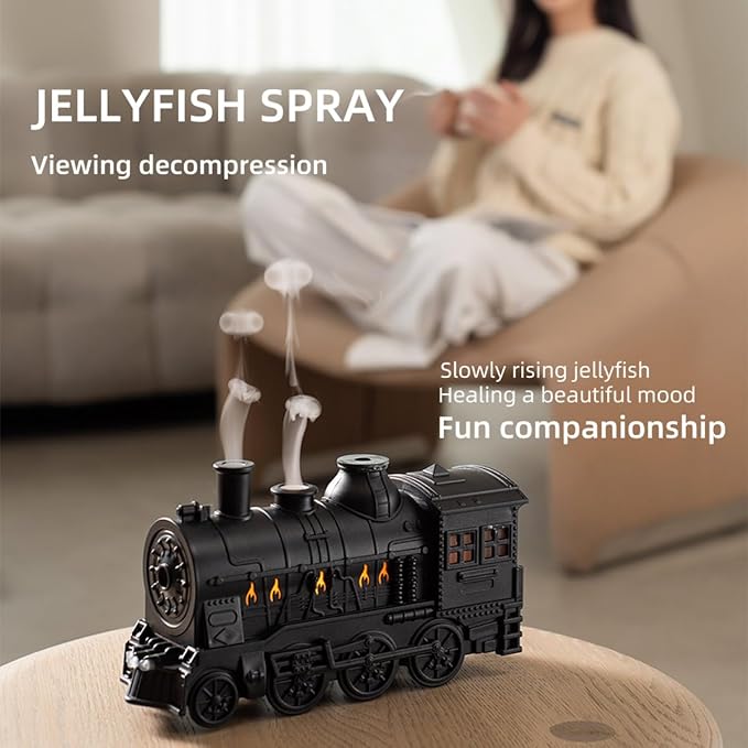 300ml Train Essential Oil Diffuser, Aromatherapy Humidifier with Dual-Color LED Light, Perfect for Home Office Bedroom Decor (Includes Remote)