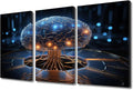 Concept Wall Decor Artificial Intelligence Pictures Posters 3 Pieces Robot Brain Wall Art for Home Decoration, AI Artwork Wooden Framed Gallery-Wrapped Ready to Hang, 36" Wx24 H