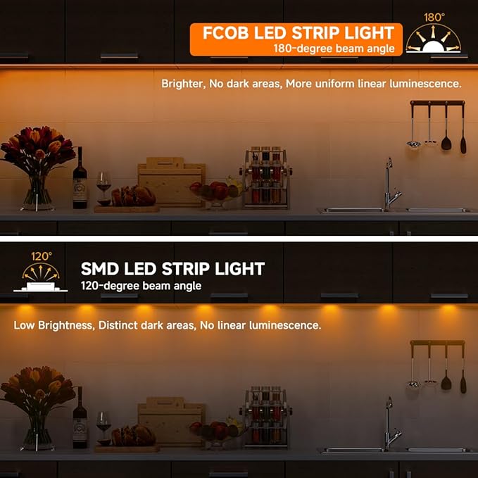 BTF-LIGHTING FCOB USB Powered Orange Color COB LED Strip Lights 9.8FT 960LEDs 5V 8mm Width 90+ High CRI Ultra Bright Flexible Light for TV Backlight Display Cabinet PC DIY Decor