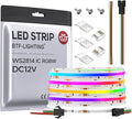 BTF-LIGHTING FCOB COB LED Strip WS2814 IC RGBW 6000K Flexible High Density Color Chasing Uniform Light 16.4FT DC12V 16IC/m 10mm Width for Home DIY Lighting Projects(No Adapter or Controller)