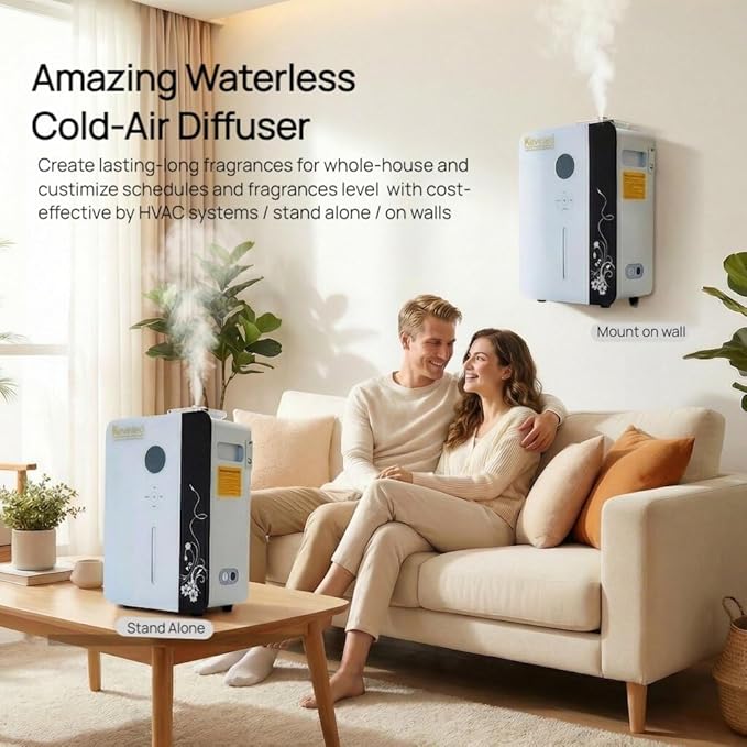 Kevinleo Scent Diffuser Machine WiFi Control for 7,500 Sq.Ft Large Spaces, 800ml Aromatherapy Nebulizing Waterless Diffuser Lasting-Long Fragrane,Essential Oils Diffuser HVAC for Office, Hotels