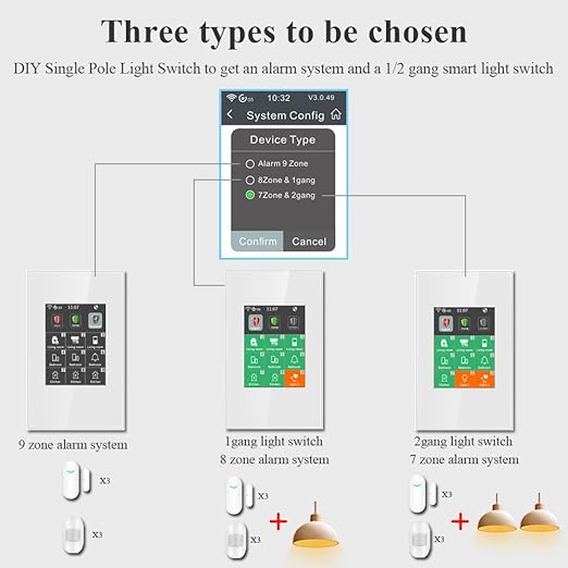 LANBON L8 LCD Alarm Smart Switch, Smart Home Security & Light Control Switch,Indoor Alarm System for Home Security,DIY Door/Window Alarm with APP No Subscription-7 Pieces Kit,Need Neutral Wire,L8-HAK