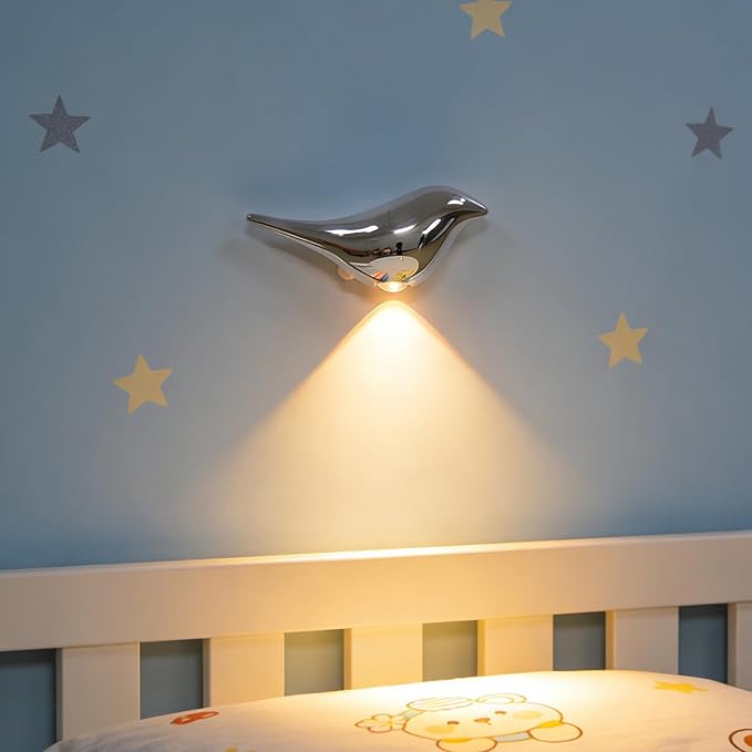 Motion Sensor wall Light: 1200mAh Rechargeable Wall Sconce Set of 2 Magnetic Stair Lights Indoor Wireless Wall Sconces Night Light for Kids Elderly Bedroom Hallway Home Decor (Silver)
