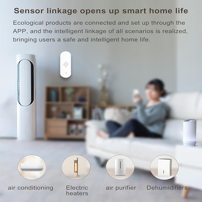 WiFi Vibration Sensor: Smart Door Window Sensor with App Alerts, Wireless Glass Break Detector, Adjustable Sensitivity, Compatible with Alexa Google Home (1Pack)