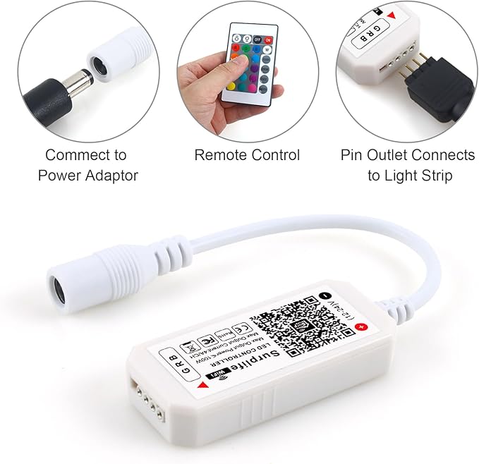 RGBZONE 4 Pin WiFi RGB LED Controller, RF Wireless Remote Control, DC 5V/12V/24V for 5050 3528 5630 RGB LED Strip Lights, Compatible with Alexa Google Home IFTTT