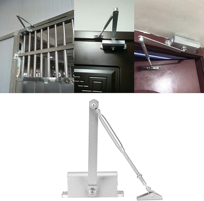 Home Adjustable Automatic Door Closer, Hydraulic Door Closer with 90 Degree Positioning, Heavy Duty Cast Aluminum and Steel Construction, Double Speed Adjustment for Closing