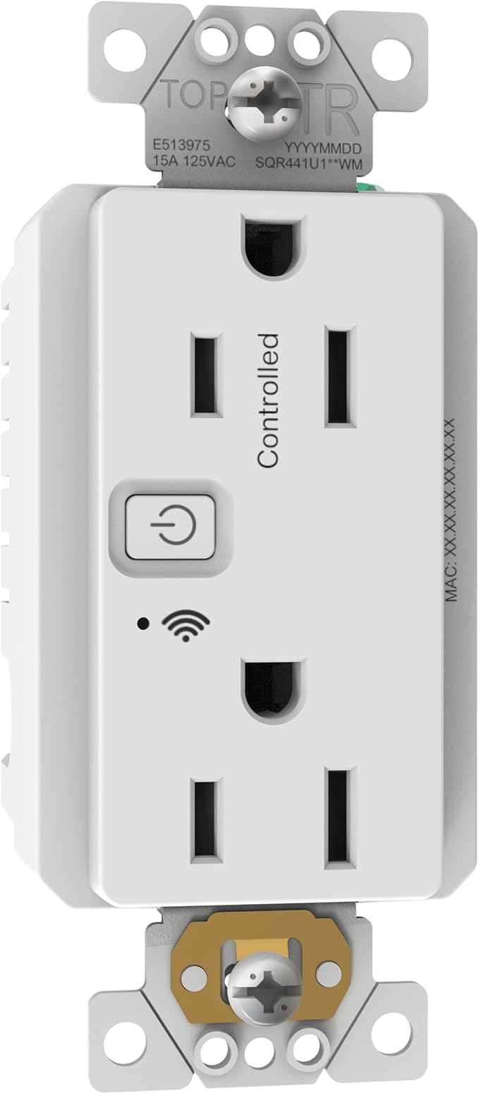 Square D by Schneider Electric X Series 15A 125V Wi-Fi Energy Monitoring Socket Outlet, Tamper Resistant, Needs Neutral Wire, Matter Certified, Compatible with Alexa, Google Home, Apple Home, White