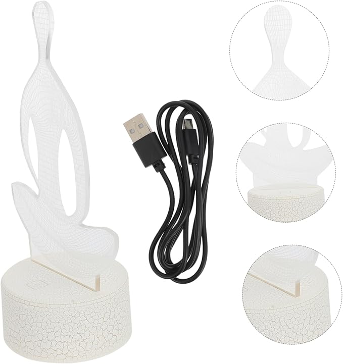 DOITOOL 1set Colorful Touch Led Night Light Meditator Design Cozy Atmosphere for Bedroom Yoga Meditation Decor USB Powered Gentle Glow for Boys and Girls Adults