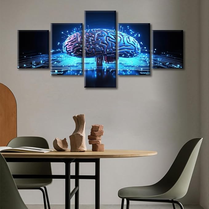 Wall Art for Living Room Brain Picture Bedroom Wall Decor Abstract Human Brain Wall Paintings for Office Print On Canvas Modern Artwork Framed Ready to Hang, (50"Wx24"H)