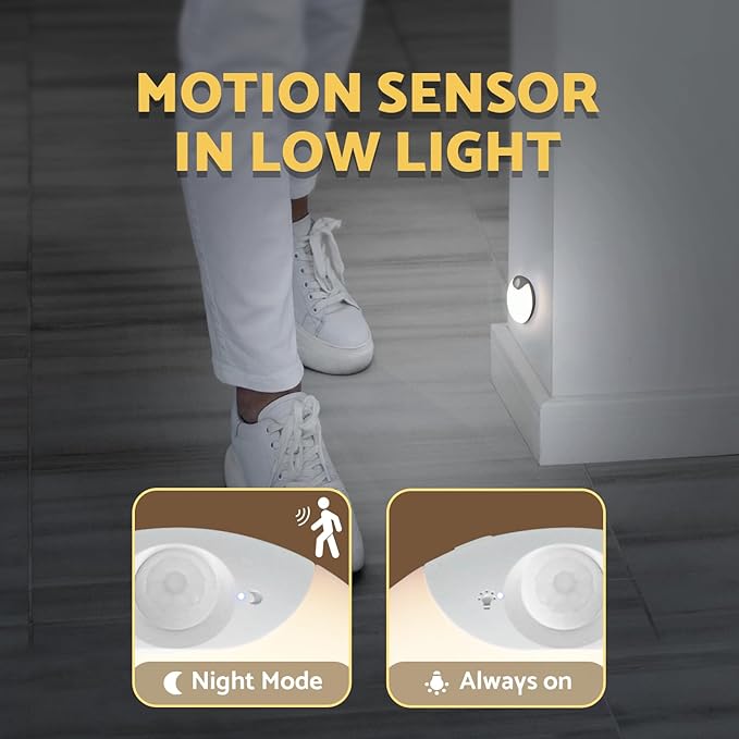 Rechargeable Night Light Motion Sensor Stair Lights Indoor Wireless, Battery Operated, Magnetic, Dimmable, for Stairway, Hall, Bathroom, 4-Pack