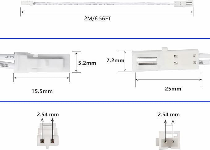 SinLoon 2-pin Extension Cable 2m / 6.6ft- for LED Cabinet Puck Lights Under Cabinet Lighting Kit, Male to Female Cable Plug Connector Extension Cords 5 Pack (Male to Female, White)