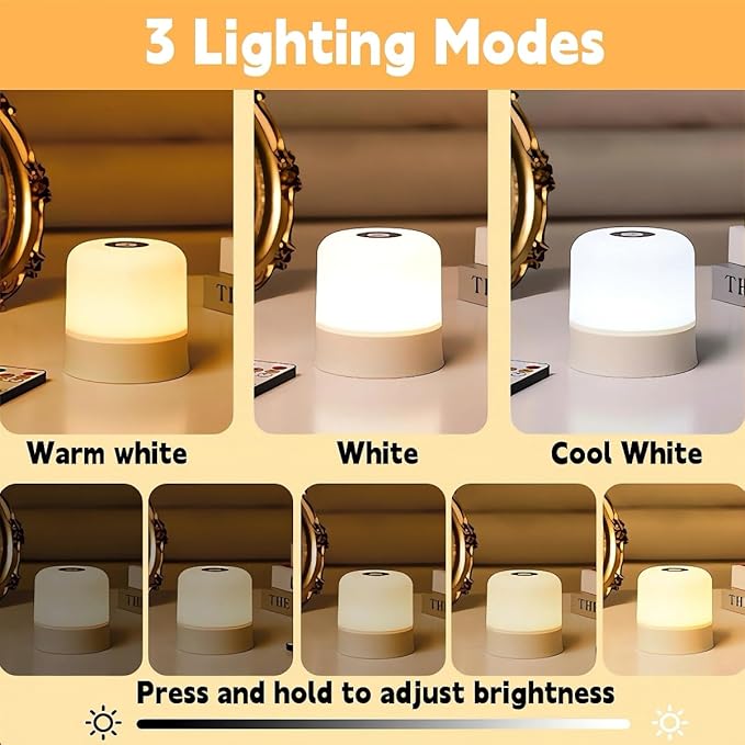 Baby Night Light 3 Colors Egg Light for Nursery Rechargeable Nursery Night Light Small Cordless Table&Bedside Lamp Eye Caring Dimmable LED Touch Night Lamp for Kids, Toddler, Nursing