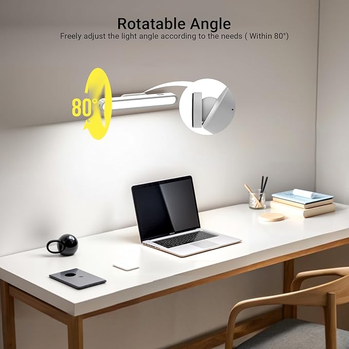 Under Cabinet Lighting, 2600mAh Rechargeable Mirror Light, 3 Colors Adjustable Magnetic Dimmable Closet Lights with Battery Level Display, Wireless Under Counter Lights for Kitchen, Bedside