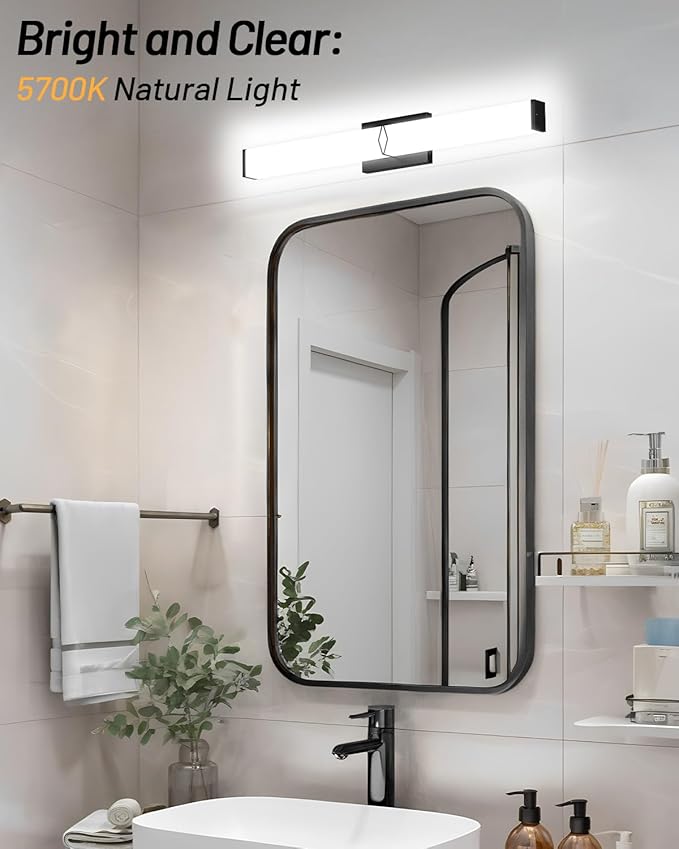 Bathroom Light Fixtures,Modern Bathroom Vanity Light,40inch Dimmable 40W 3600lm Black LED Vanity Lights Bar Over Mirror,5700K LED Lighting Fixture,ETL Certified