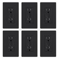 ELEGRP Smart in-Wall Outlet, 2.4GHz Wi-Fi Smart Receptacle Compatible with Alexa and Google Assistant, Tamper Resistant, 2 Individually Controlled Outlets, No Hub Required, UL Listed, Black, 6 Pack