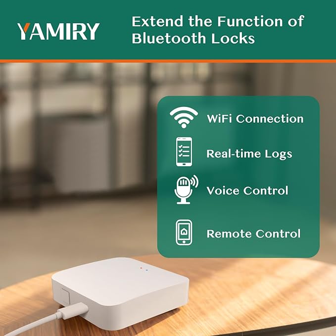 WiFi Gateway for YR01 YR05 Smart Lock with Handle,Compatible with Nice Digi App, Remotely Control Keyless Entry Door Lock,Compatible with Alexa to Voice Control Smart Door Lock