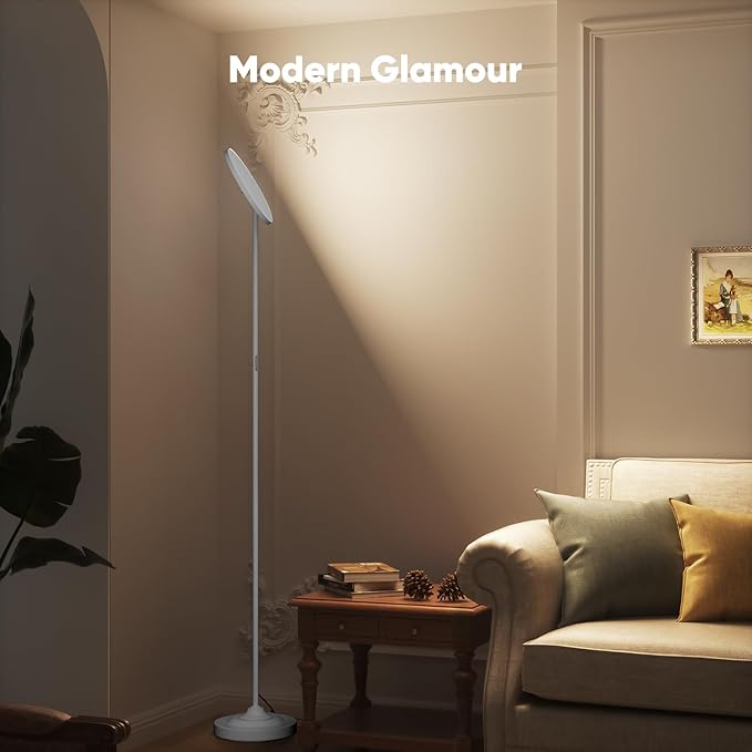36W LED Floor Lamp, Super Bright Standing Lamp, Modern Stepless Dimmable Torchiere Tall Lamp with Remote Control, 350°Rotating Head Reading Floor Lamp for Living Room, Bedroom, Office